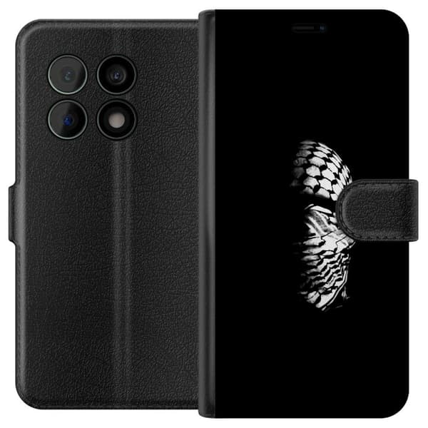 OnePlus 10 Pro Lompakkokotelo Keffiyeh-kuviointi - klassinen palestiinalainen mustavalkoinen shaali, jolla on kulttuurinen merkitys