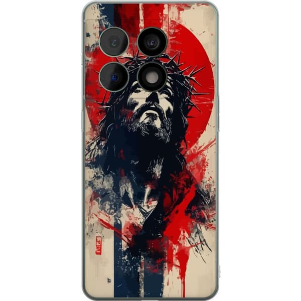 OnePlus 10 Pro Gennemsigtig cover Jesus med kors - kristent motiv med stærk symbolik om tro og håb