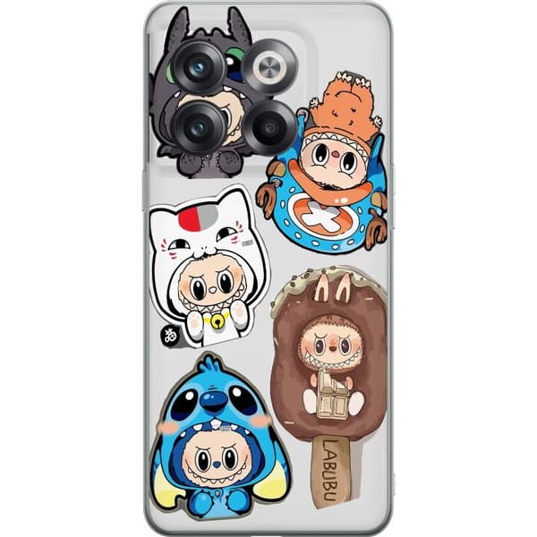 OnePlus 10T Gennemsigtig cover Labubu figur samling - Pop Mart Labubu The Monsters i farverigt design