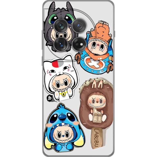 OnePlus 12 Gjennomsiktig deksel Labubu figure samling - Pop Mart Labubu The Monsters i fargerik design