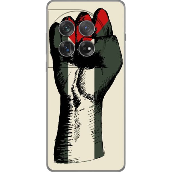 OnePlus 12 Gennemsigtig cover Hånd bundet i Palæstinas farver - kraftfuldt symbol for frihedsbevægelsen