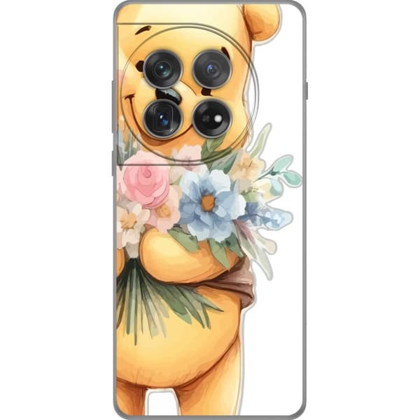 OnePlus 12 Gjennomsiktig deksel Nalle Puh med blomster - klassisk barnefavoritt i en blomstrende vår miljø