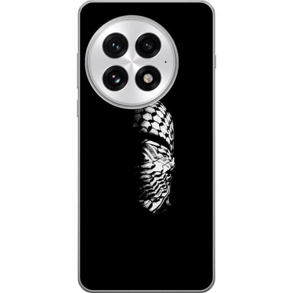 OnePlus 13 Läpinäkyvä kuori Keffiyeh-kuviointi - klassinen palestiinalainen mustavalkoinen shaali, jolla on kulttuurinen merkitys
