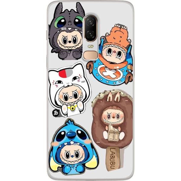 OnePlus 6 Gjennomsiktig deksel Labubu figure samling - Pop Mart Labubu The Monsters i fargerik design