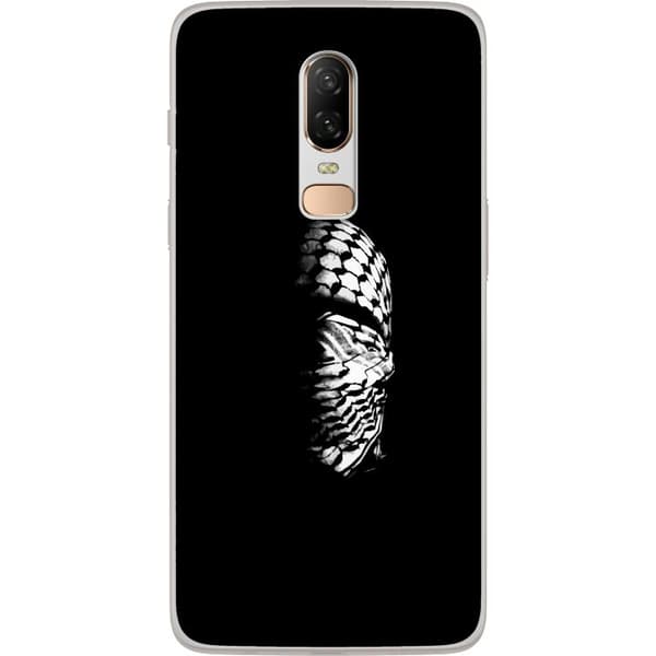 OnePlus 6 Gjennomsiktig deksel Keffiyeh-mønster - klassisk svart-hvit palestinsk sjal med kulturell betydning