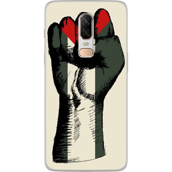 OnePlus 6 Gjennomsiktig deksel Hand knyttet i Palestinas farger - kraftig symbol for frihetsbevegelsen