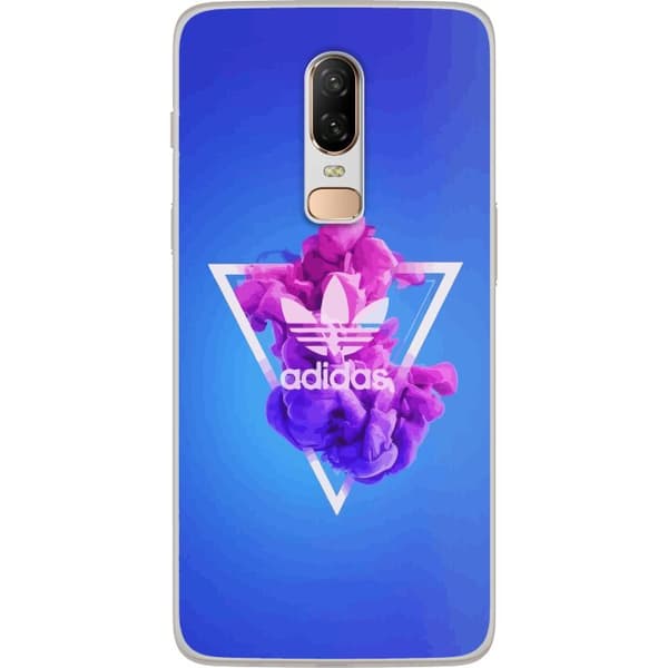 OnePlus 6 Gjennomsiktig deksel Adidas-inspirert blått design - sporty motiv med retro vibe i blåtoner