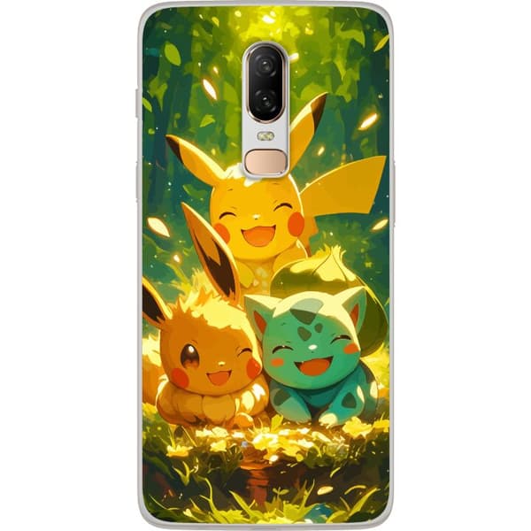 OnePlus 6 Gjennomsiktig deksel Pixelmonster spillstil - fargerik design for retro-elskende spillere