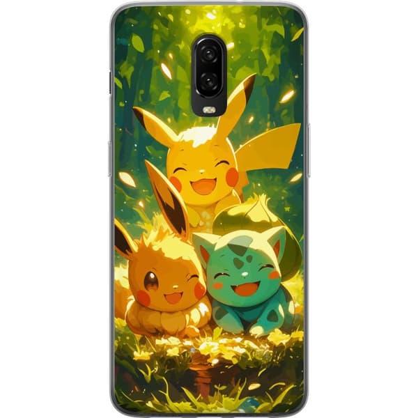 OnePlus 6T Gjennomsiktig deksel Pixelmonster spillstil - fargerik design for retro-elskende spillere