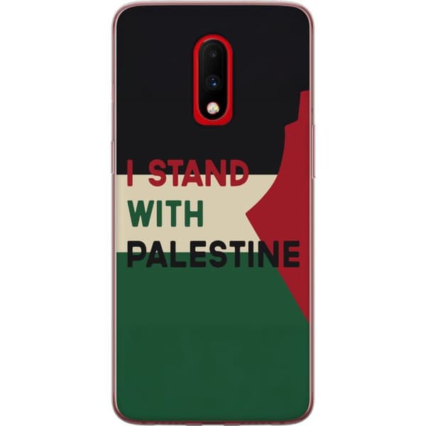 OnePlus 7 Läpinäkyvä kuori Pysähdy Palestiinan puolesta - solidaarisuussuunnittelu vahvalla viestillä