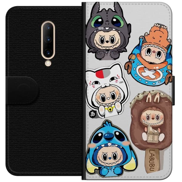 OnePlus 7 Pro Tegnebogsetui Labubu figur samling - Pop Mart Labubu The Monsters i farverigt design