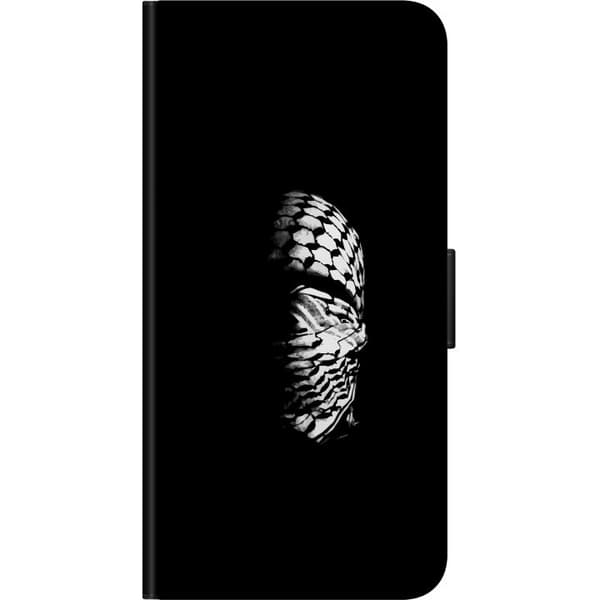 OnePlus 7 Pro Tegnebogsetui Keffiyeh-mønster - klassisk sort-hvid palæstinensisk tørklæde med kulturel betydning