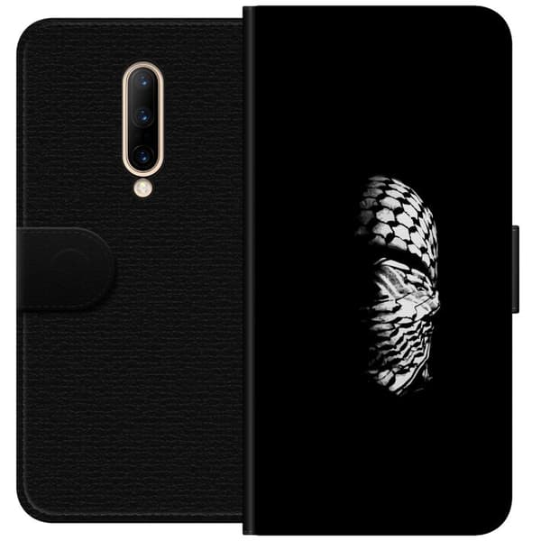 OnePlus 7 Pro Tegnebogsetui Keffiyeh-mønster - klassisk sort-hvid palæstinensisk tørklæde med kulturel betydning