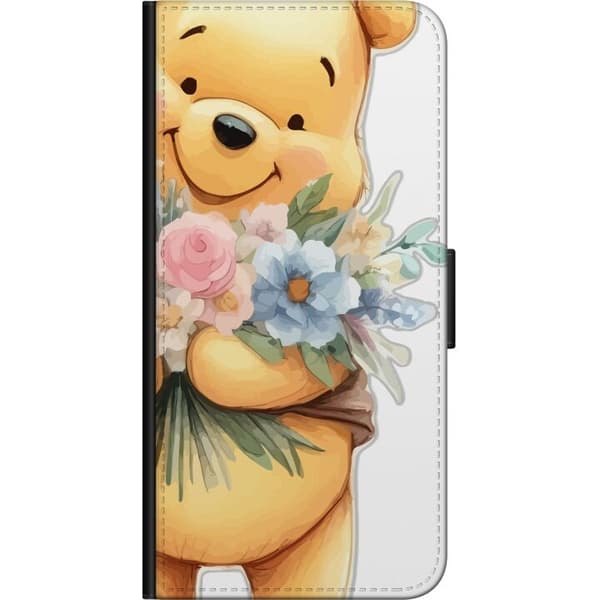 OnePlus 7 Pro Tegnebogsetui Nalle Puh med blomster - klassisk børnefavorit i en blomstrende forårs miljø