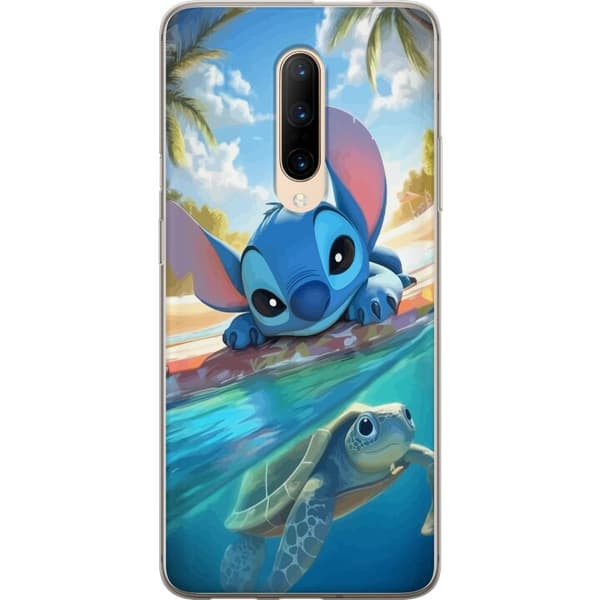 OnePlus 7 Pro Gjennomsiktig deksel Stitch med skilpadde - søt blå alien i tropisk strandmiljø fra Disney