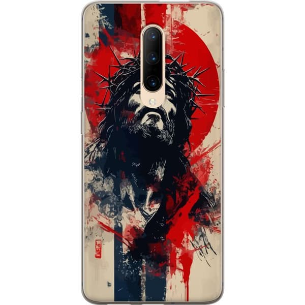 OnePlus 7 Pro Gennemsigtig cover Jesus med kors - kristent motiv med stærk symbolik om tro og håb