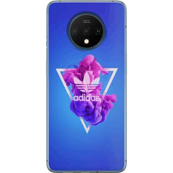 OnePlus 7T Gennemsigtig cover Adidas-inspireret blåt design - sporty motiv med retrovibe i blå toner