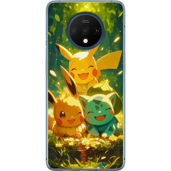 OnePlus 7T Gjennomsiktig deksel Pixelmonster spillstil - fargerik design for retro-elskende spillere