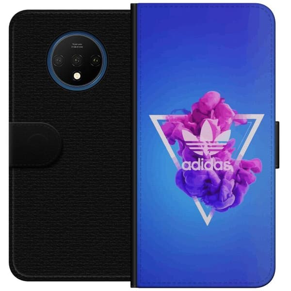 OnePlus 7T Tegnebogsetui Adidas-inspireret blåt design - sporty motiv med retrovibe i blå toner
