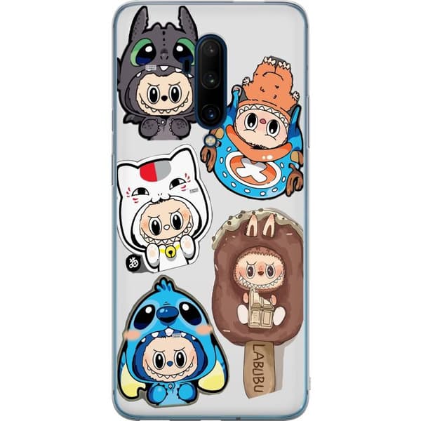 OnePlus 7T Pro Gennemsigtig cover Labubu figur samling - Pop Mart Labubu The Monsters i farverigt design