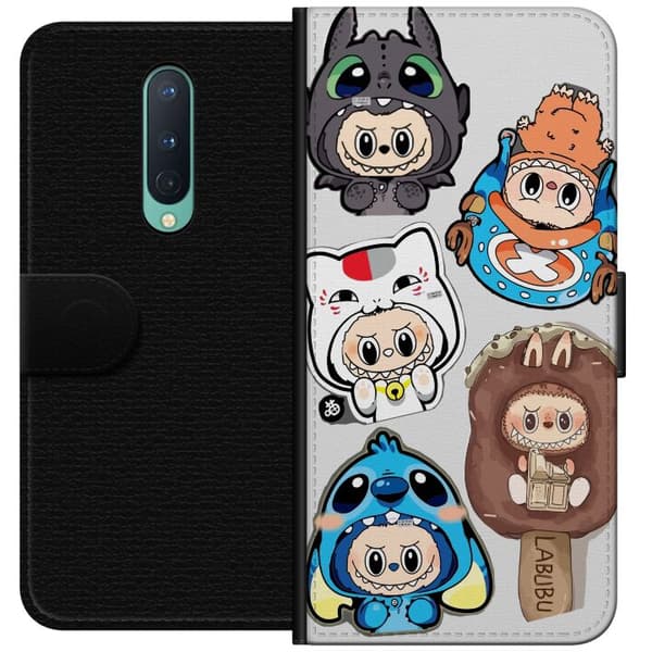 OnePlus 8 Tegnebogsetui Labubu figur samling - Pop Mart Labubu The Monsters i farverigt design