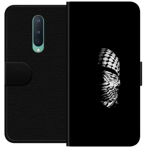 OnePlus 8 Tegnebogsetui Keffiyeh-mønster - klassisk sort-hvid palæstinensisk tørklæde med kulturel betydning