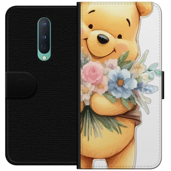 OnePlus 8 Tegnebogsetui Nalle Puh med blomster - klassisk børnefavorit i en blomstrende forårs miljø