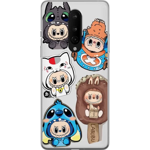 OnePlus 8 Gennemsigtig cover Labubu figur samling - Pop Mart Labubu The Monsters i farverigt design