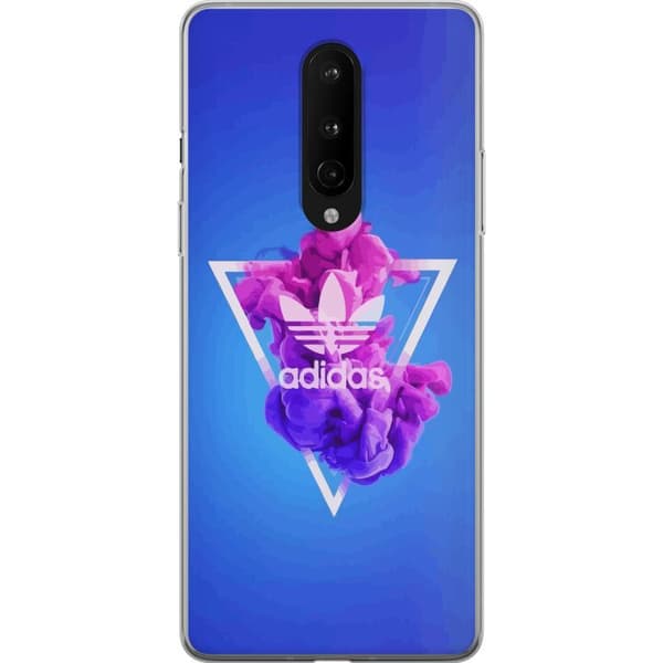 OnePlus 8 Gennemsigtig cover Adidas-inspireret blåt design - sporty motiv med retrovibe i blå toner