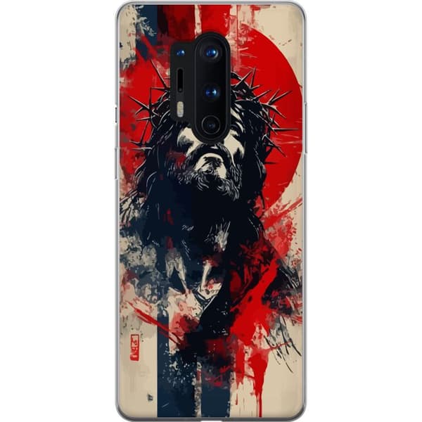 OnePlus 8 Pro Gjennomsiktig deksel Jesus med kors - kristent motiv med sterk symbolikk om tro og håp