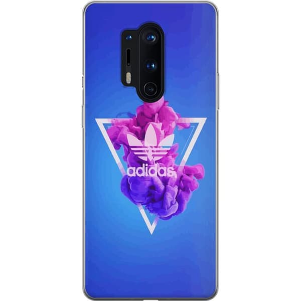 OnePlus 8 Pro Gennemsigtig cover Adidas-inspireret blåt design - sporty motiv med retrovibe i blå toner
