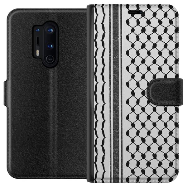 OnePlus 8 Pro Lompakkokotelo Palestiinalainen kuvio - perinteiseen tyyliin inspiroima keffiyeh-kangas