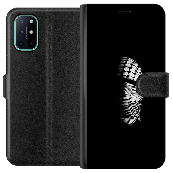 OnePlus 8T Lommeboketui Keffiyeh-mønster - klassisk svart-hvit palestinsk sjal med kulturell betydning