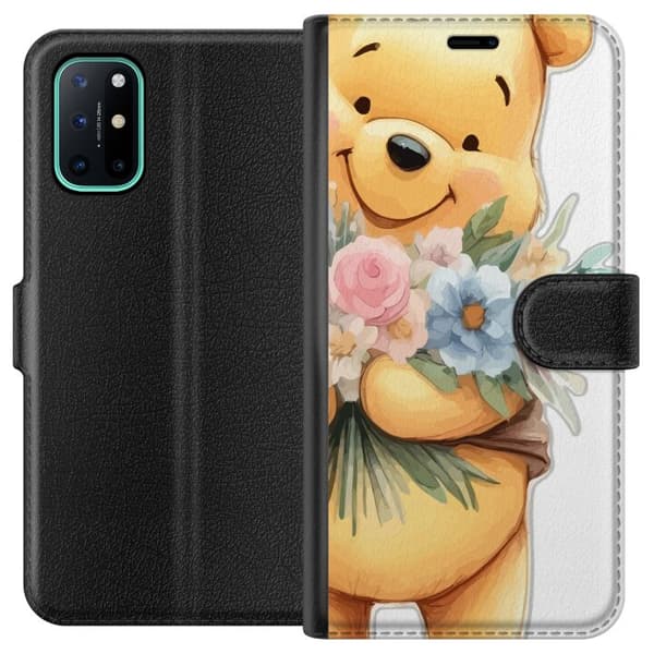 OnePlus 8T Plånboksfodral Nalle Puh med blommor – klassisk barnfavorit i blommande vårmiljö