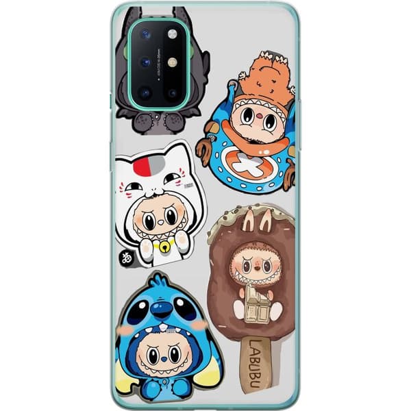 OnePlus 8T Läpinäkyvä kuori Labubu hahmokokoelma - Pop Mart Labubu The Monsters väriluulisessa muotoilussa