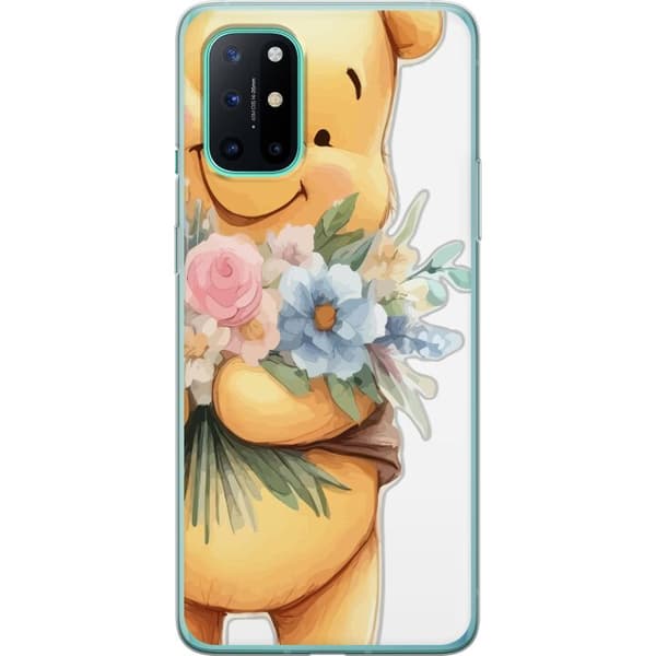 OnePlus 8T Genomskinligt Skal Nalle Puh med blommor – klassisk barnfavorit i blommande vårmiljö