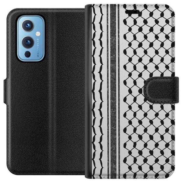 OnePlus 9 Tegnebogsetui Palæstinensisk mønster - inspireret af traditionel stil keffiyeh-stof