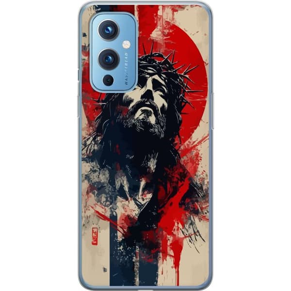 OnePlus 9 Gennemsigtig cover Jesus med kors - kristent motiv med stærk symbolik om tro og håb