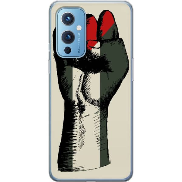 OnePlus 9 Gennemsigtig cover Hånd bundet i Palæstinas farver - kraftfuldt symbol for frihedsbevægelsen