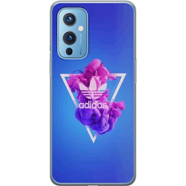 OnePlus 9 Gennemsigtig cover Adidas-inspireret blåt design - sporty motiv med retrovibe i blå toner