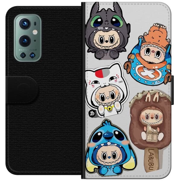 OnePlus 9 Pro Plånboksfodral Labubu figursamling – Pop Mart Labubu The Monsters i färgglad design