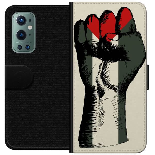 OnePlus 9 Pro Tegnebogsetui Hånd bundet i Palæstinas farver - kraftfuldt symbol for frihedsbevægelsen