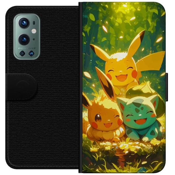 OnePlus 9 Pro Tegnebogsetui Pixelmonster spillestil - farverig design til retro-elskende gamere
