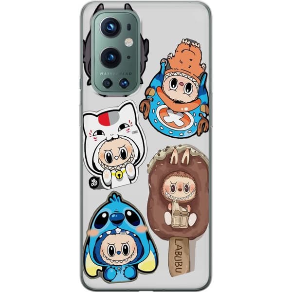 OnePlus 9 Pro Gennemsigtig cover Labubu figur samling - Pop Mart Labubu The Monsters i farverigt design