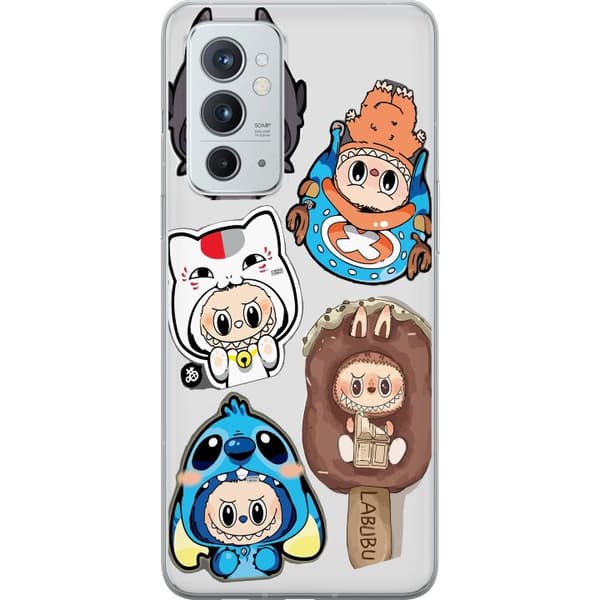 OnePlus 9RT 5G Läpinäkyvä kuori Labubu hahmokokoelma - Pop Mart Labubu The Monsters väriluulisessa muotoilussa