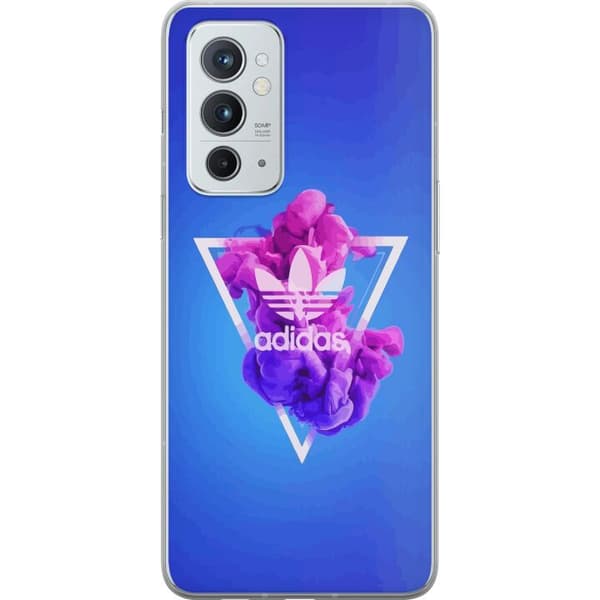 OnePlus 9RT 5G Läpinäkyvä kuori Adidas-inspiroitunut sininen muotoilu - urheilullinen motiivi retro-vibeillä sinisissä sävyissä