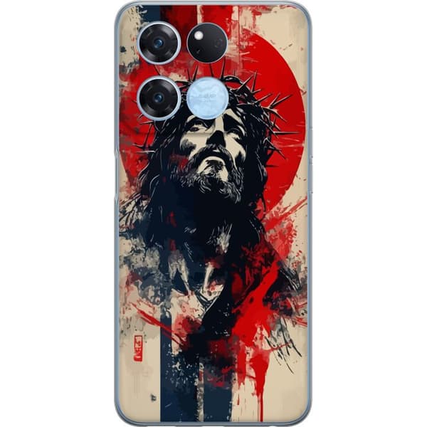 OnePlus Ace Racing Genomskinligt Skal Jesus med kors – kristet motiv med stark symbolik om tro och hopp