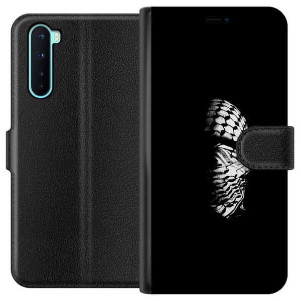 OnePlus Nord Lommeboketui Keffiyeh-mønster - klassisk svart-hvit palestinsk sjal med kulturell betydning