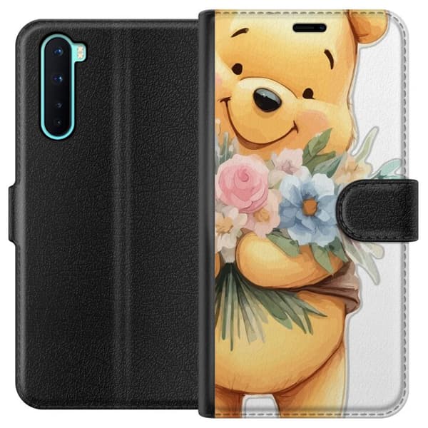 OnePlus Nord Lommeboketui Nalle Puh med blomster - klassisk barnefavoritt i en blomstrende vår miljø