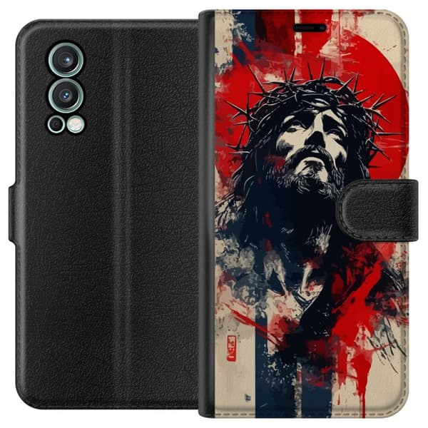OnePlus Nord 2 5G Lommeboketui Jesus med kors - kristent motiv med sterk symbolikk om tro og håp